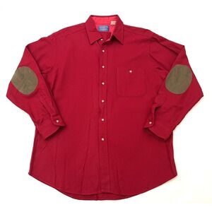 Vintage Pendleton 100% Virgin Wool Shirt Large Red Elbow Patches Made in USA